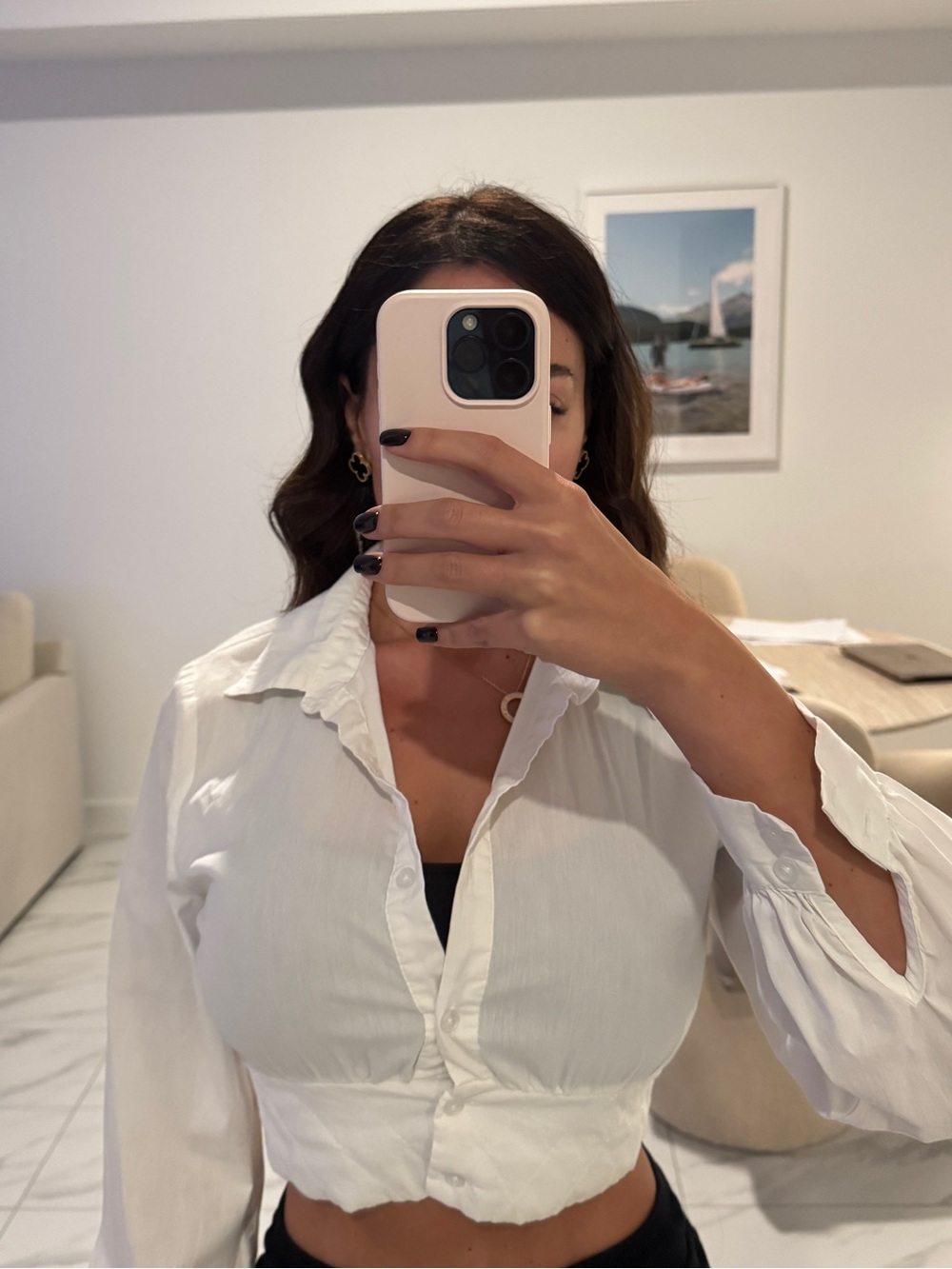 White button down crop top